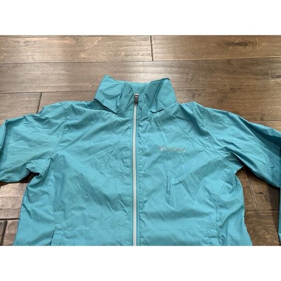 Columbia Jacket Womens Teal Switchback II Raincoat Full Zip Hidden Hood M RL2149 - Picture 4 of 11